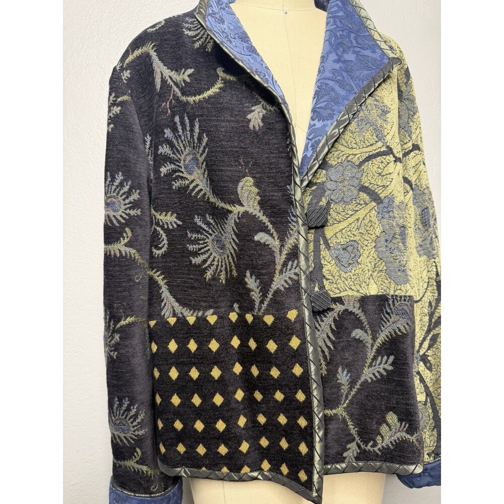 Mary Lynn O'Shea Art To Wear Handmade Floral Woven Tapestry Jacket SIZE Small /P - Picture 4 of 7